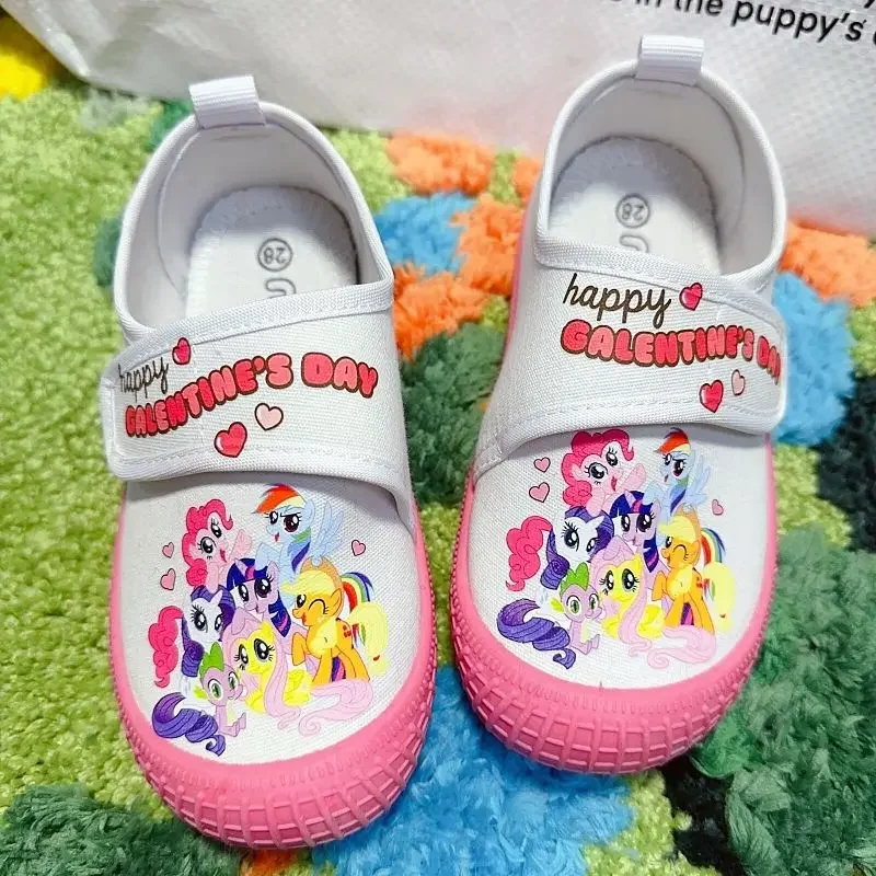 New My Little Pony Pinkie Pie Rainbow Dash Cartoon Peripheral Creative Children's Spring and Autumn Velcro Canvas Sneakers Gift