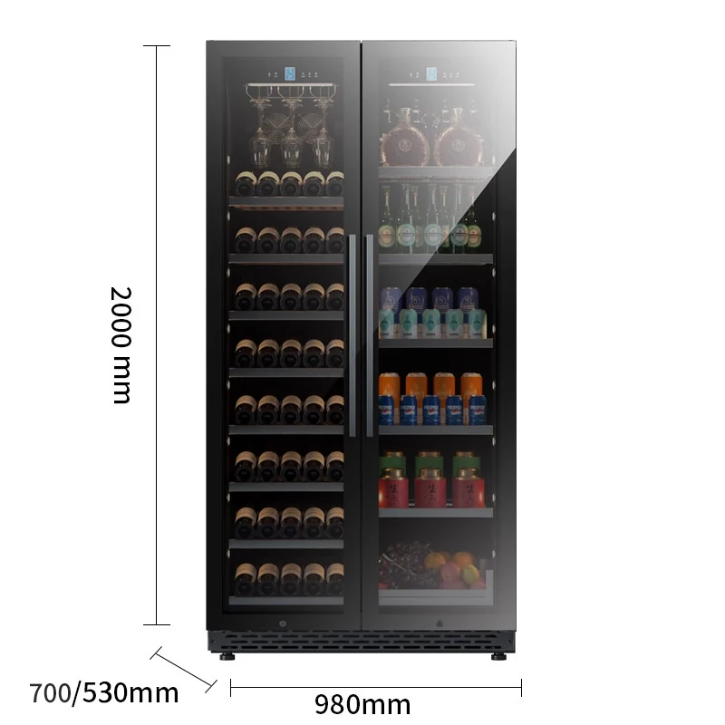 Ultra-Thin Coated Double Door Wine Refrigerator Household Metal Beverage Cooler for Tea Party Essentials Home Bar Store