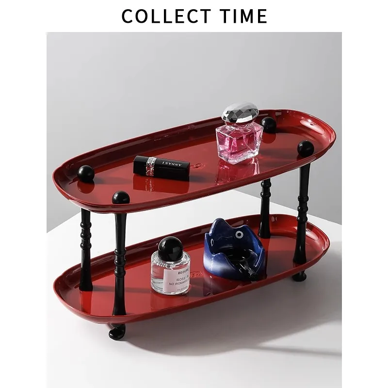 

Light Luxury Style Family Bathroom Desktop Double Layer Storage Rack Washstand Tidy Up Skin Care Product Perfume Storage Tray