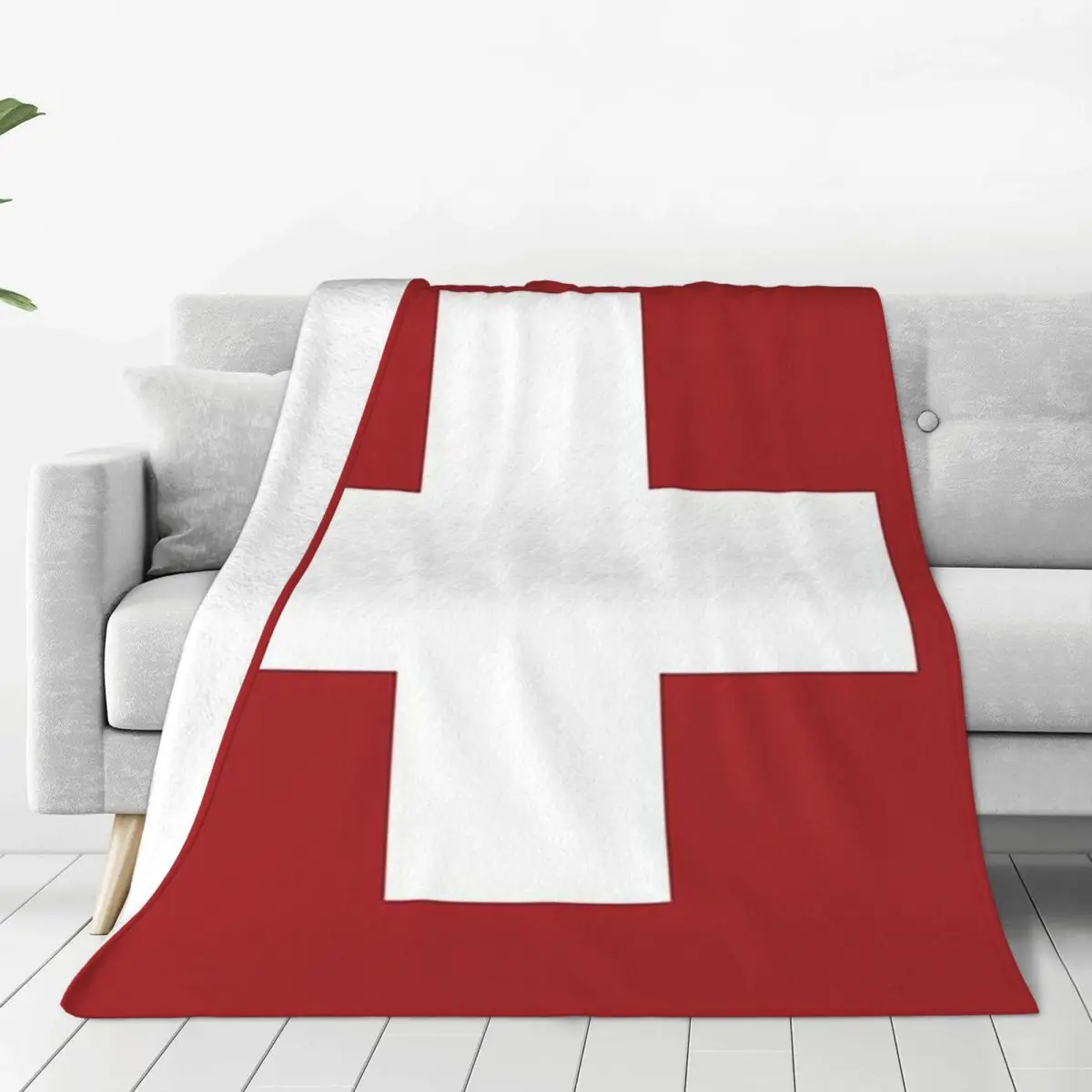 Swiss Cross Red Blankets Fleece Portable Sofa Throw Blankets For Couch Bedding Outdoor Throws Bedspread Quilt