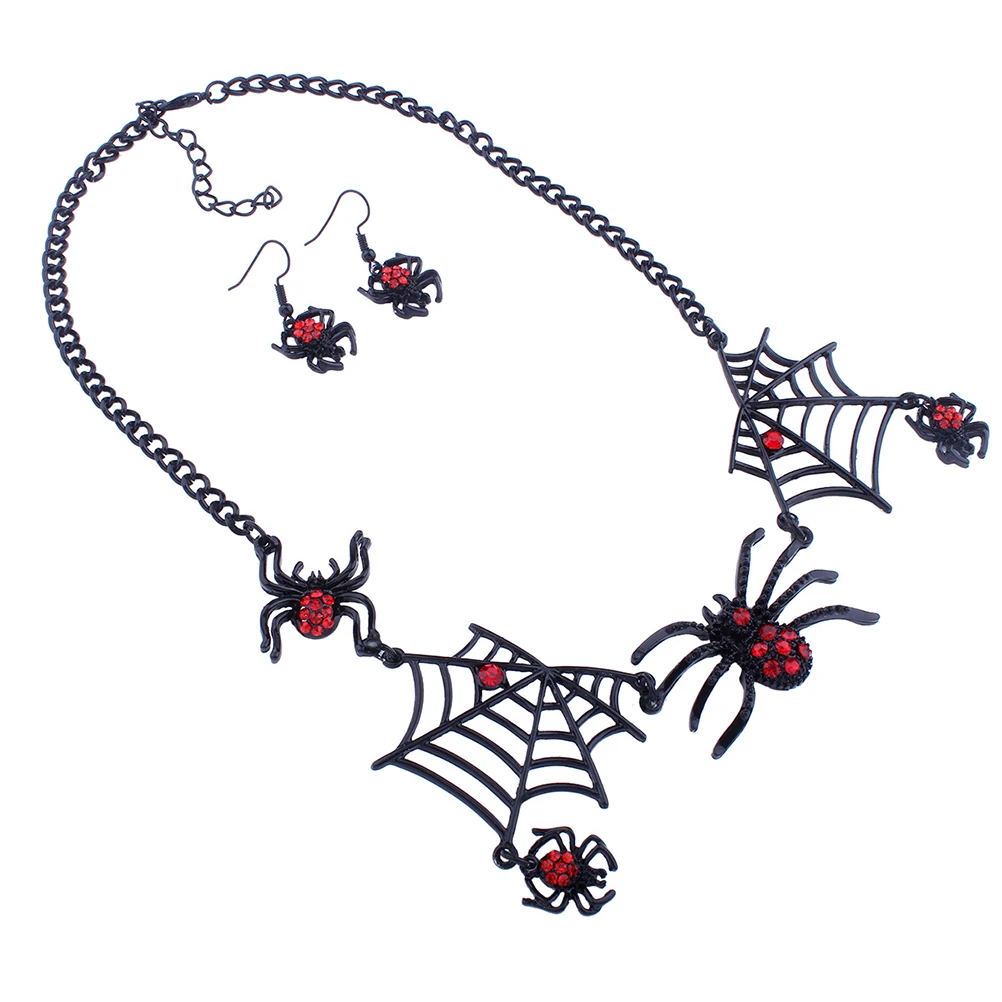 1 زوج العنكبوت النساء خمر سبيكة قصيرة الأذن ترصيع شبكة مجوهرات العنكبوت أقراط عيد ميلاد الزفاف مهرجان هدية الأسود