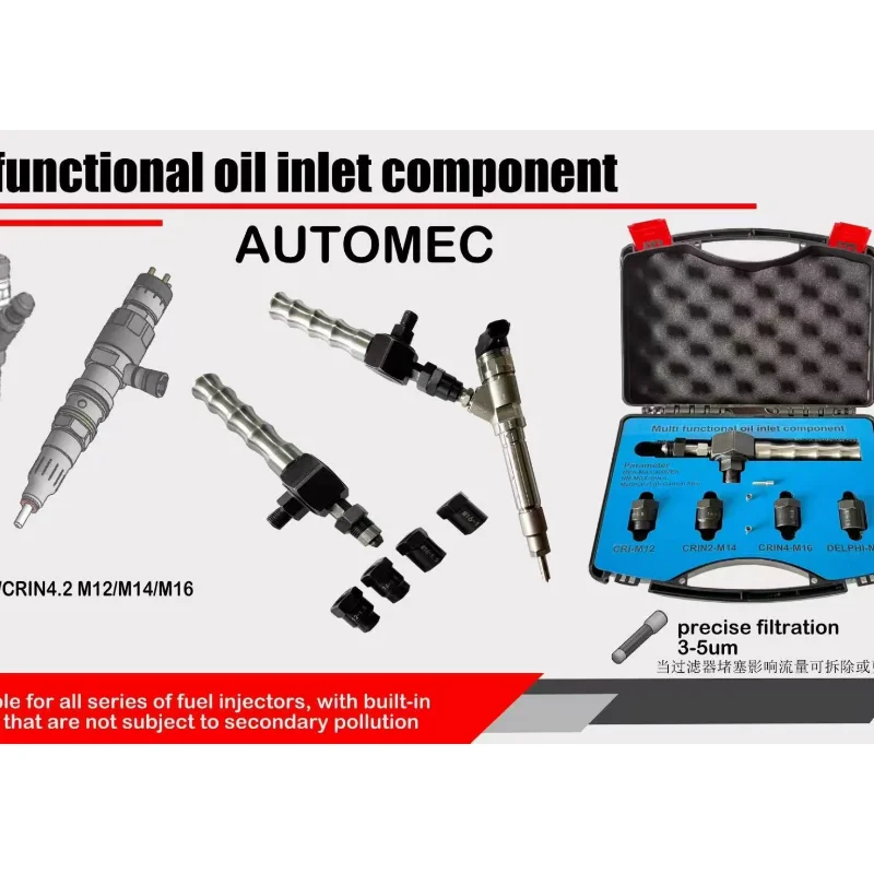 

CRIN CRDI Common Rail Test Bench Oil Inlet Conversion Adapter M12X1 M14X1 M16X1.5 with Filter Protection Repair Tools