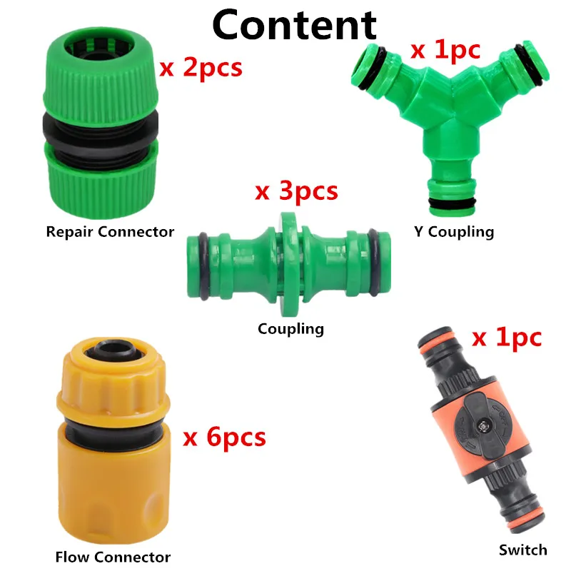 13pcs Garden Hose Connectors Set Plastic Fittings  Garden Hose Tap Connector Kit Hose Pipe Connector 1/2