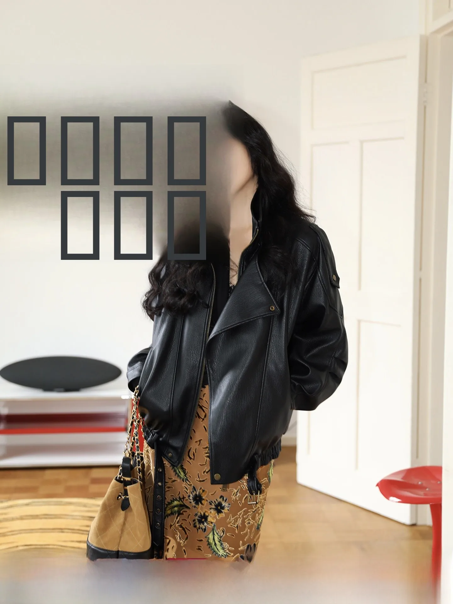 

TAIYANG OFFICE Women's Bla Leather Jaet Cool Sle Motorcycle Heavy Industry Autumn Winter High-End Feelings Coat Top