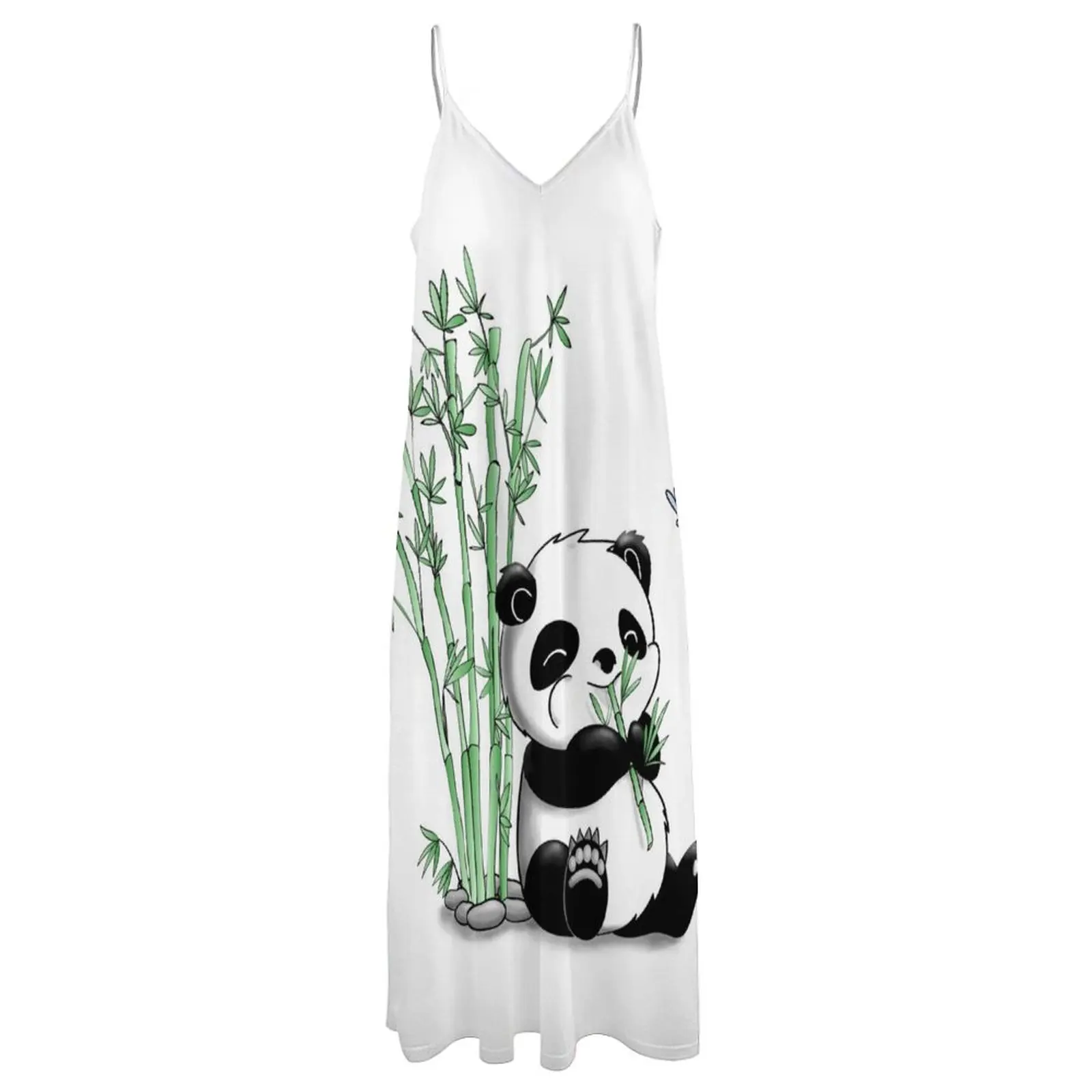 Panda comendo vestido sem mangas para mulheres, vestidos de bambu, roupas verão, recém-chegados, 2021