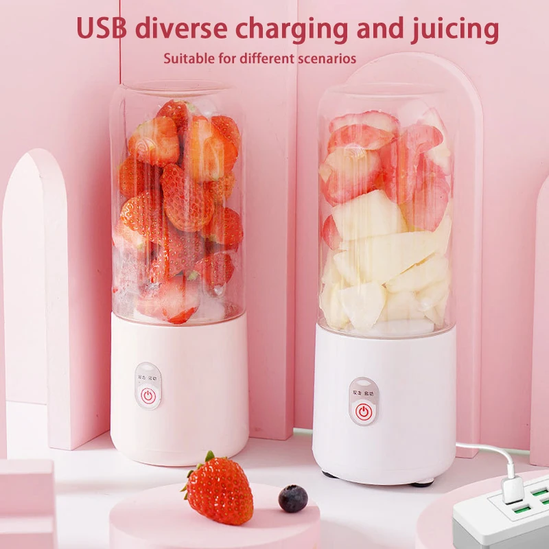 Mini Juicer Milk Shake Cup Small Portable Electric Wireless Juicer Home Usb Rechargeable 6 Blades Fruit Juice Blenders