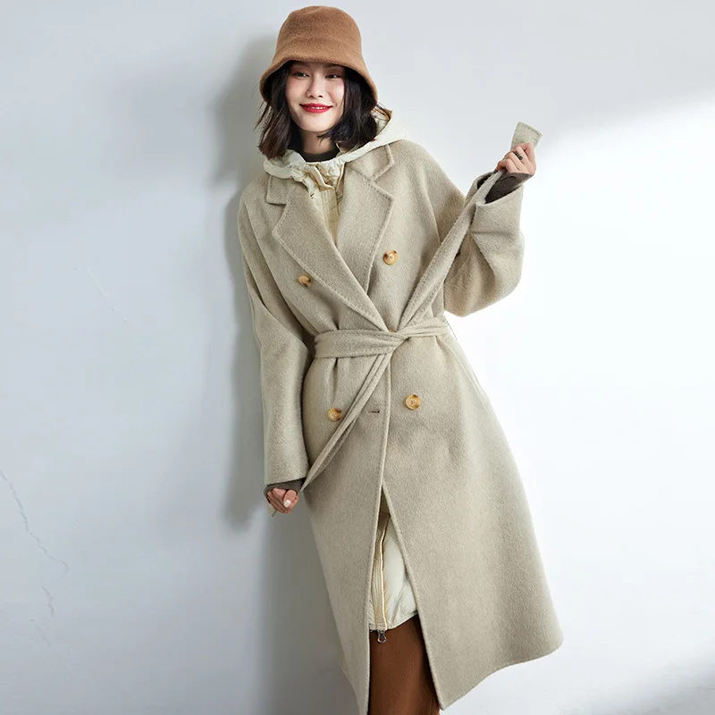 Camel down double-sided woolen coat with vest down jacket women's autumn and winter thickened warm wool jacket chic two-piece