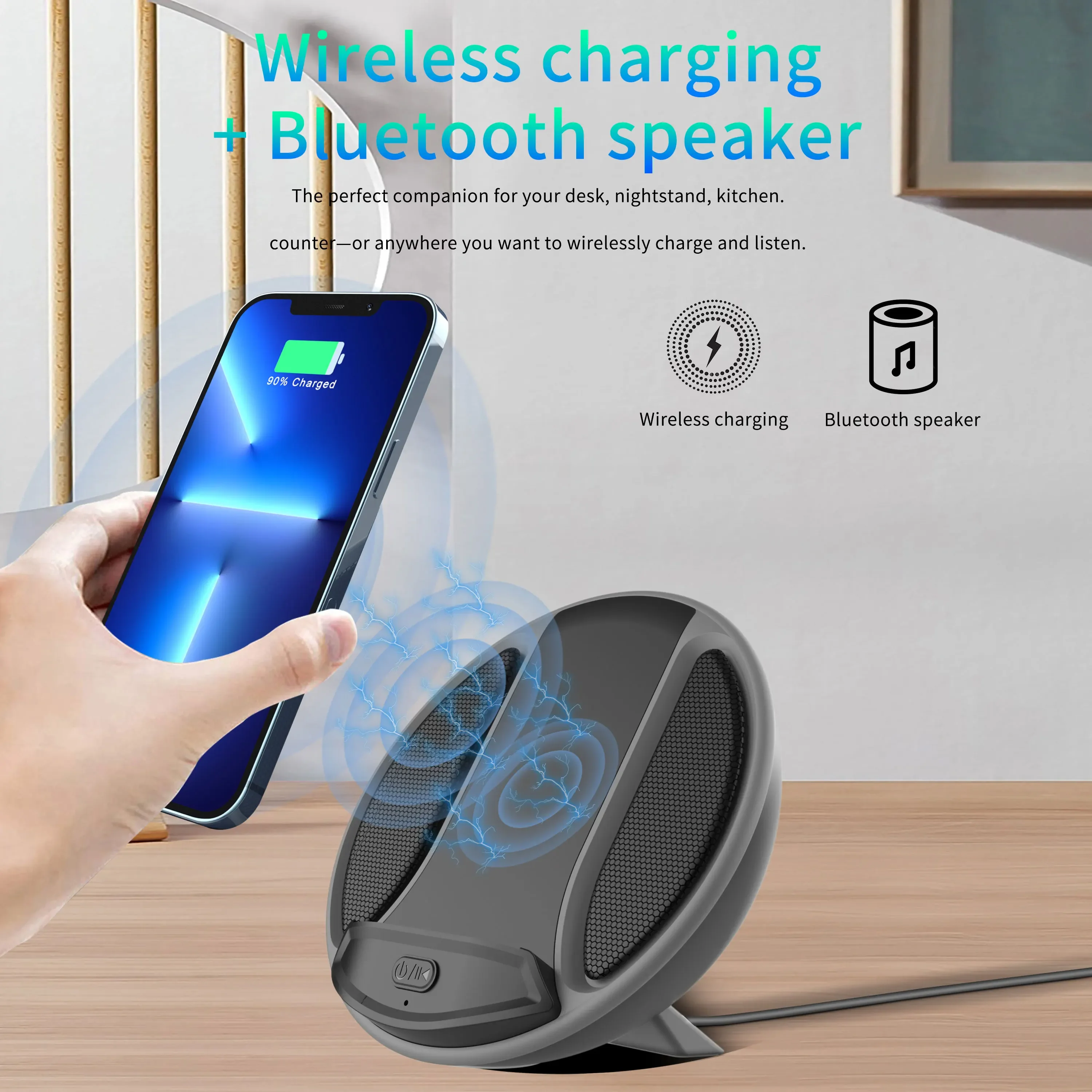 

Wireless Charger with Speaker for IPhone 15 14 Samsung Fast Charging Dock