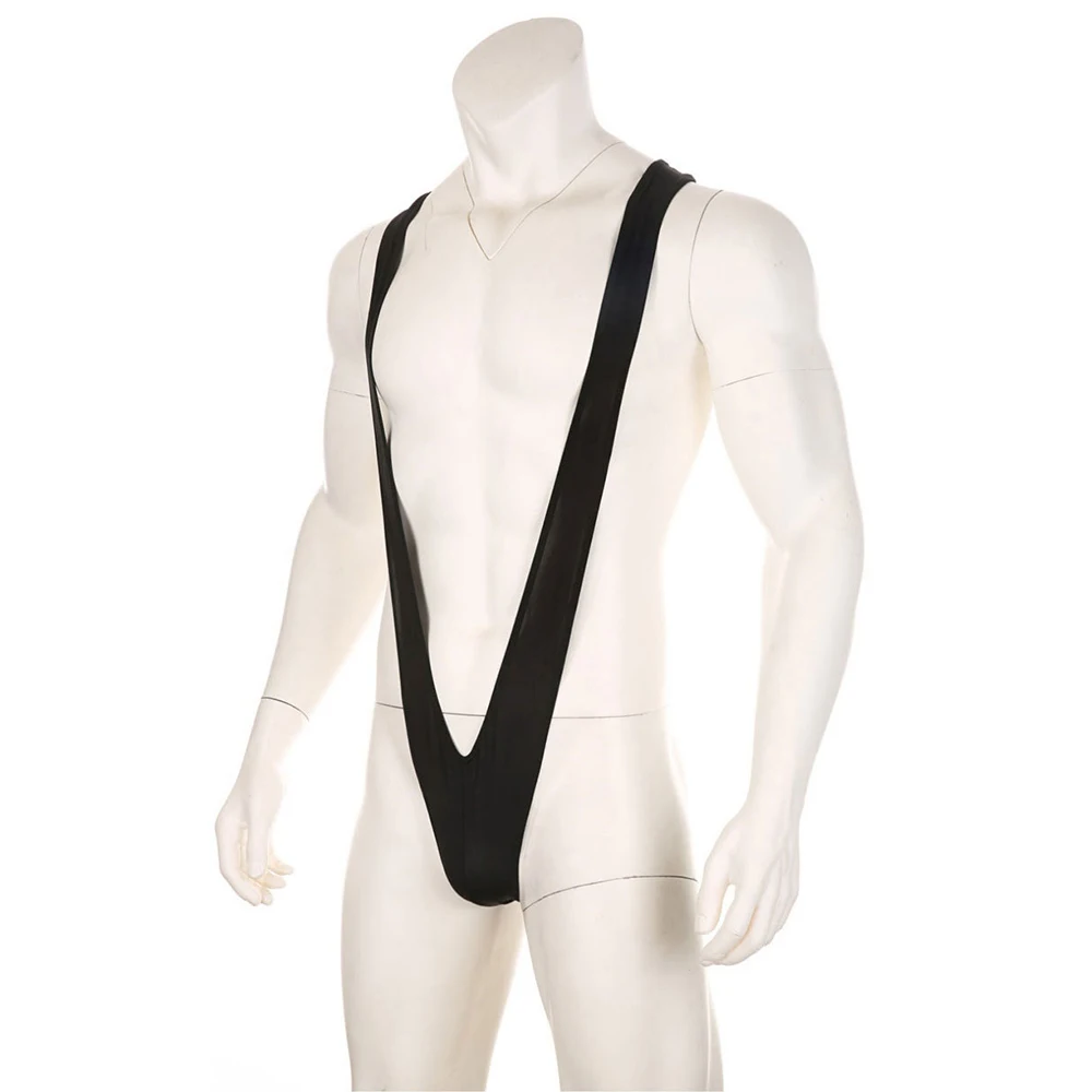 Calzoncillos de lencería, sujetadores, bragas, ropa interior calada, mono Sexy de LICRA de algodón negro para hombre