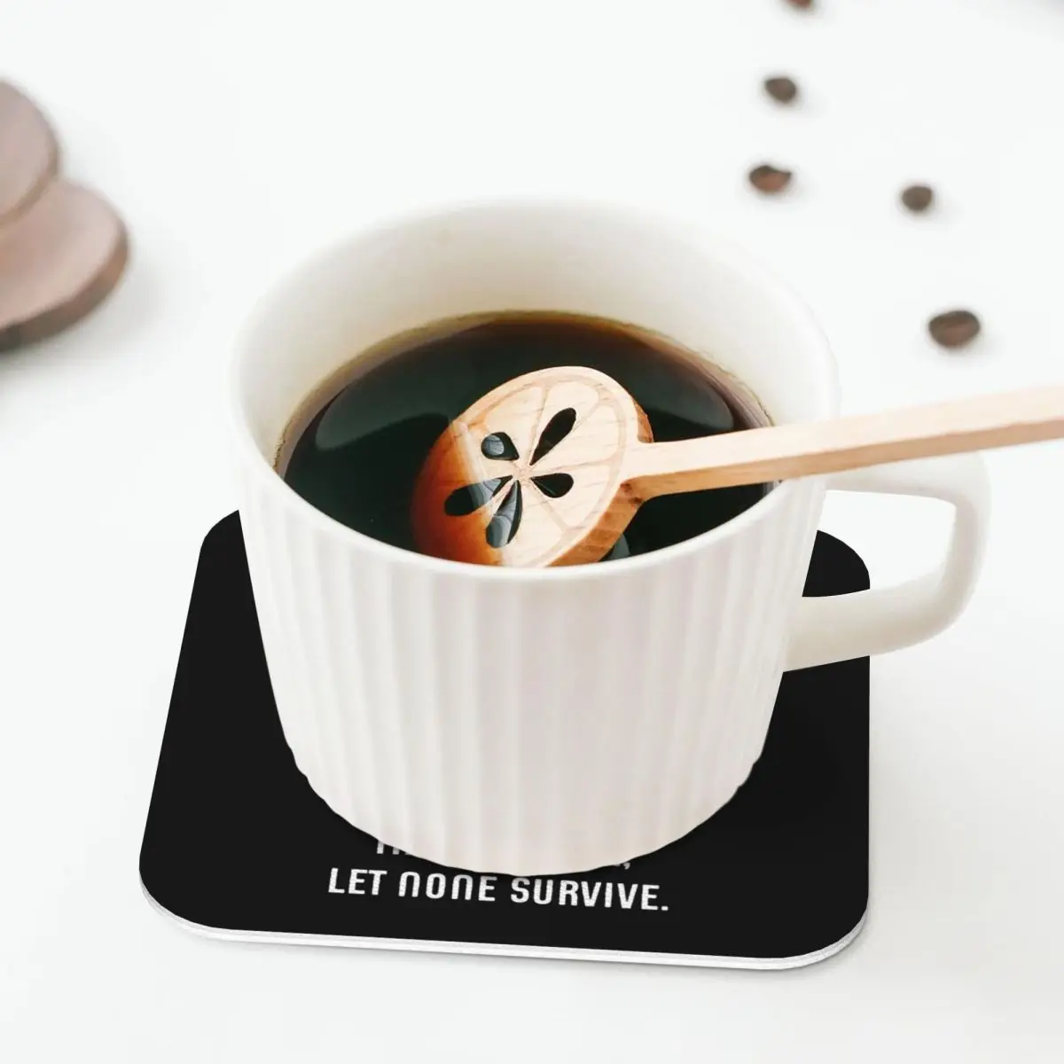 Let None Survive Wargaming Miniature Pain Coasters Kitchen Placemats Cup Coffee Mats For Decor Home Tableware Pads Set of 4