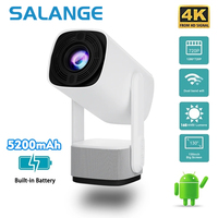 Salange K2 Projector Built-in 5200mAh Battery 4K HD Bluetooth Android 11 for Cinema Outdoor Proyector With RGB Light Speaker