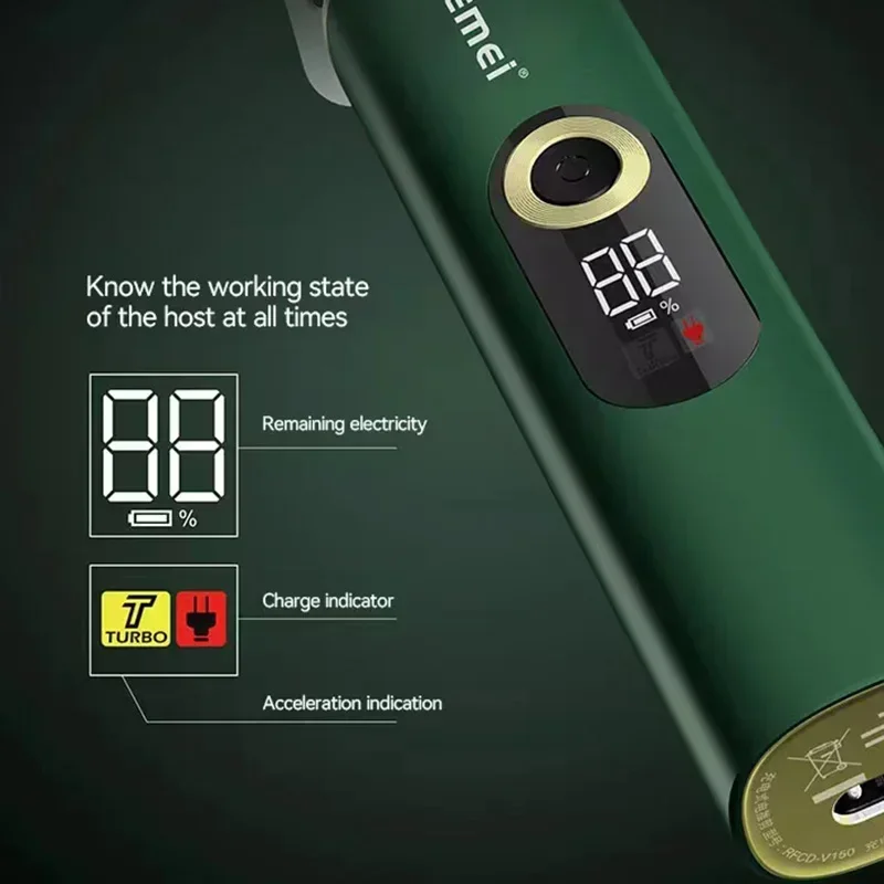 男性用のプロのバリカンKemei-T9,ゼログリップ,仕上げと切断機,Tブレード,充電ベース,ライター,0mm