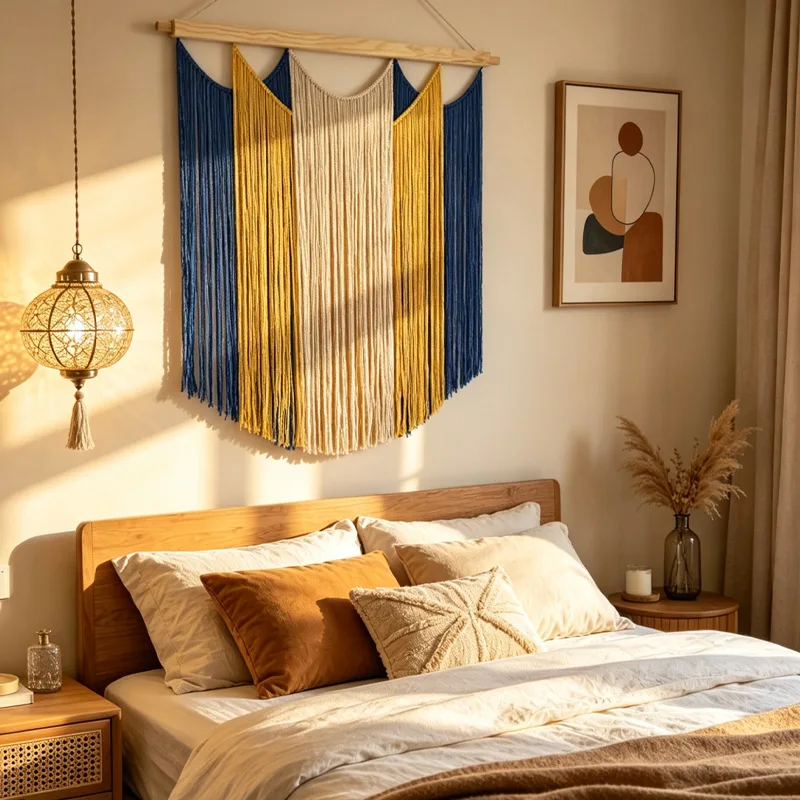 Minimalist geometric design, artistic tapestry, decorative tapestry, famous residence soft decoration, wall hanging, homestay an