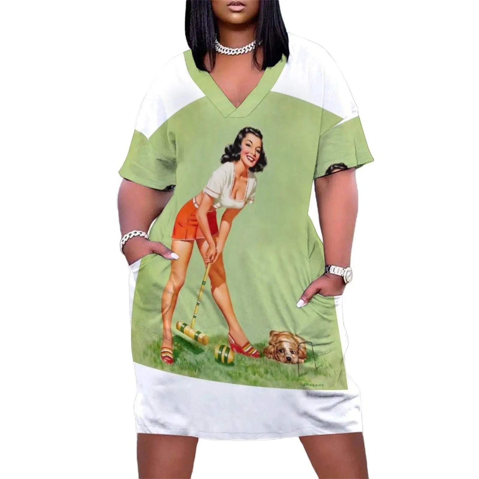 

Croquet Player Pin Up Art Loose Pocket Dress summer dresses ladies 2025 women's evening dresses
