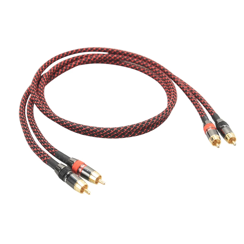 Hi-Fi Fine RCA Cable High Quality 4N OFC HIFI 2RCA-2RCA Male to Male Audio Cablemain core independent shielding One pair