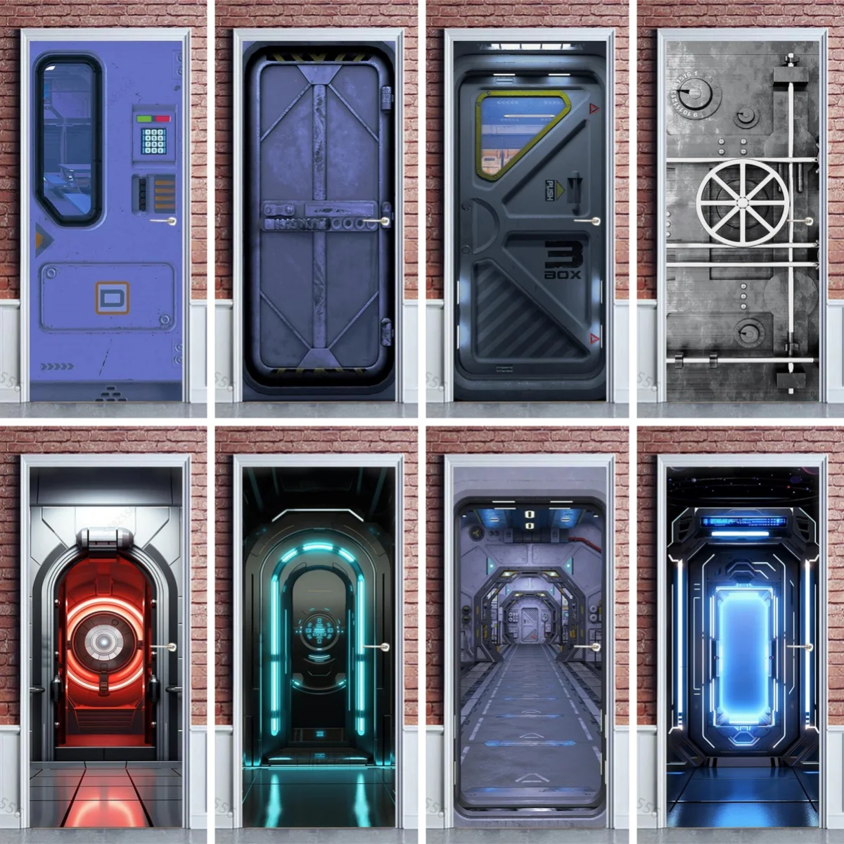 Self-adhesive Retro Tech Analog Door Sticker Home Decor Doors Renovation Poster Wallpaper PVC Waterproof Mural DIY Wall Stickers
