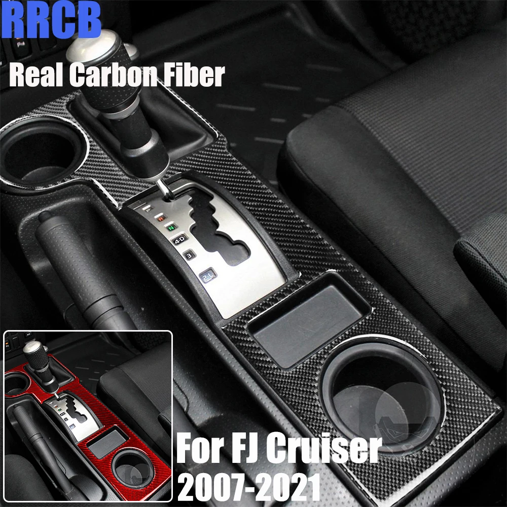 

Автомобильные аксессуары из настоящего углеродного волокна, центральный держатель для чашки, декоративная накладка, мягкая наклейка для Toyota FJ Cruiser 2007-2021