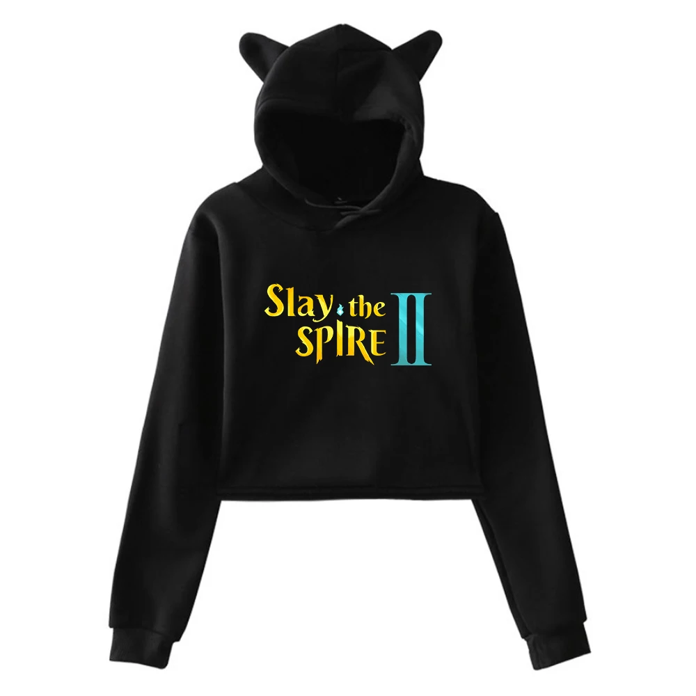 

Game Slay The Spire 2 Logo Hoodie 2026 Cat Ears Hooded Sweatshirt Long Sleeve Crop Top Women's Clothes