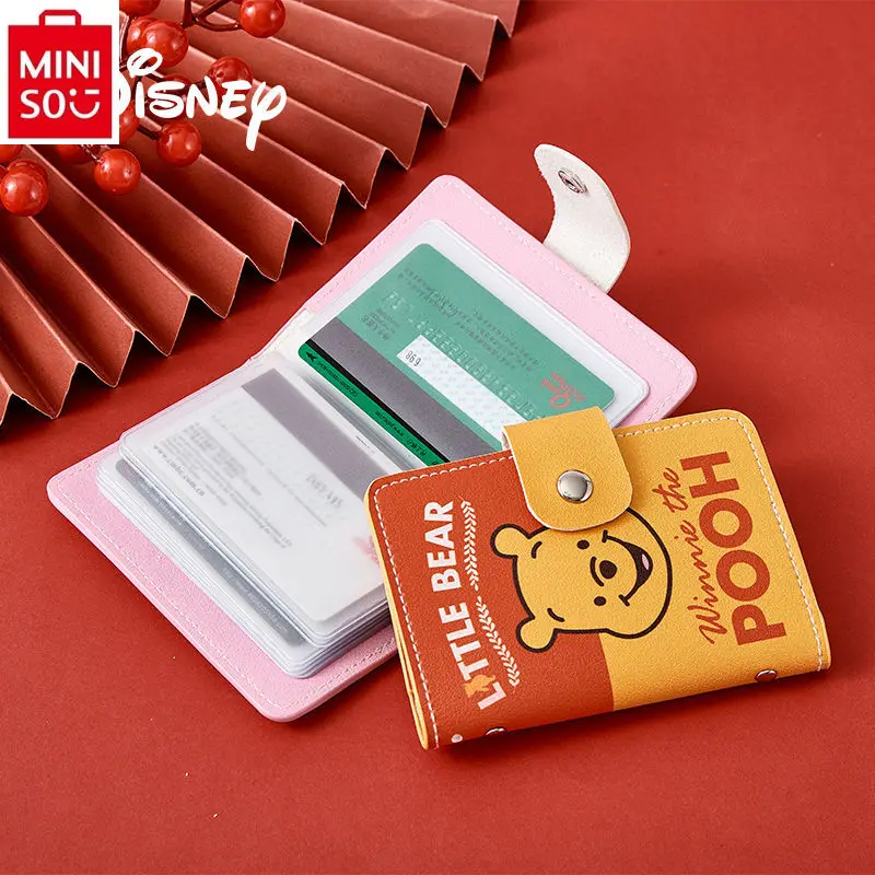 Disney Cartoon Winnie the Pooh Compact Anti Magnetic Anti theft Card Swipe Bag for Women Multi functional Storage Wallet