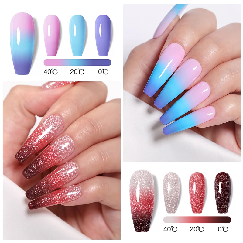 UR SUGAR 7.5ml Thermal Nail Gel Polish Sequins Color Changing Winter Snow Snowflakes Soak Off UV Semi-permanent Nail Art Varnish