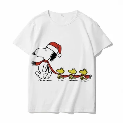

Футболка с короткими рукавами в гонконгском стиле Snoopy Cartoon Joint для студентов и студентов, летняя одежда, свободная и универсальная футболка с коротким рукавом