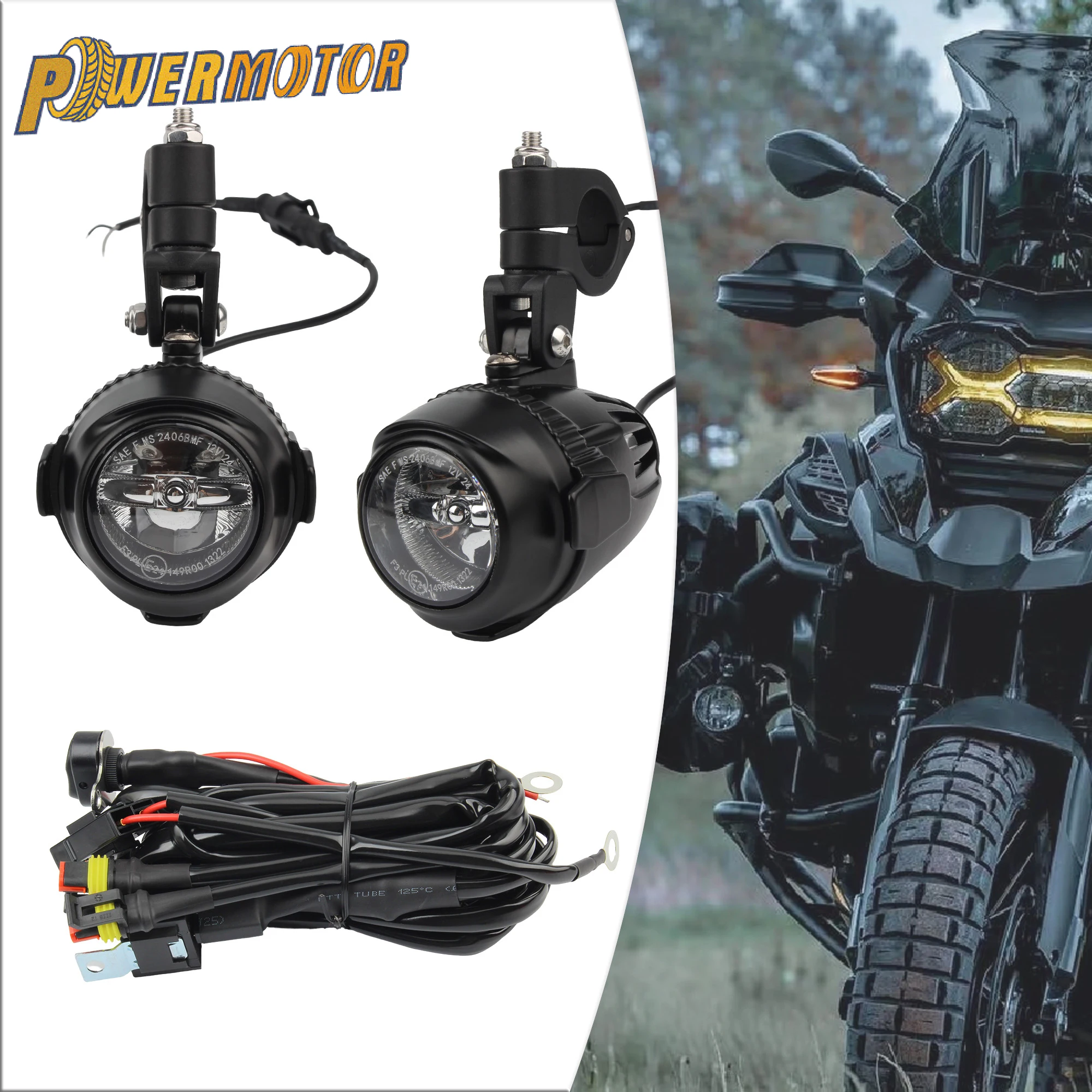 

Motorcycle LED Fog Light Kit With Adjustable Bracket Wiring Harness For BMW R1200 1250GS LC ADV Water Bird Auxiliary Headlight