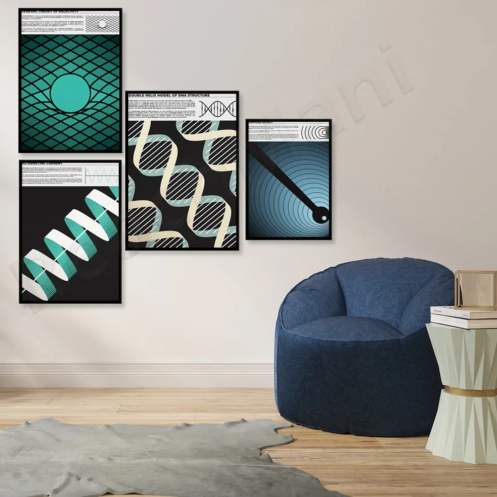 DNA double helix structure, biology and DNA structure description, general relativity physics, laboratory Doppler effect poster