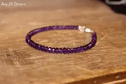 Amethyst Bracelet, Amethyst Jewelry, February Birthstone, Sterling Silver Beads, Purple Gemstone