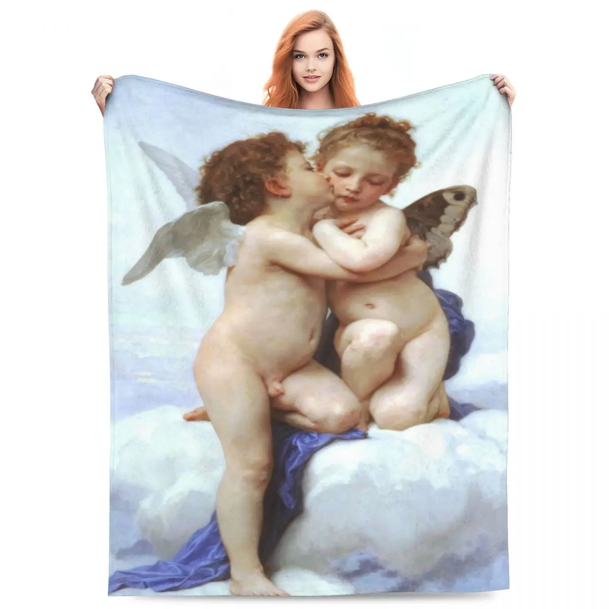 

Throw Blanket Cupid And Psyche Children Micro Fleece Blanket Four Sizes Cute Comfortable For Bedroom Nice Gift