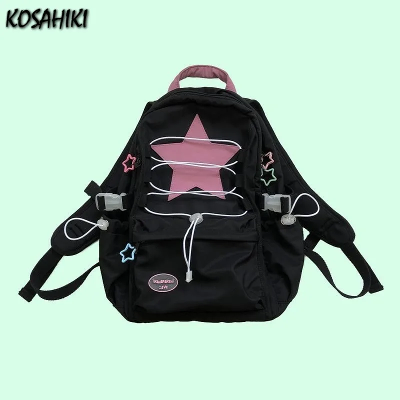 2024 Fashion Sweet Star Casual Schoolbags Y2k Streetwear All Match Women\'s Rucksacks High-capacity Preppy Backpacks for Students