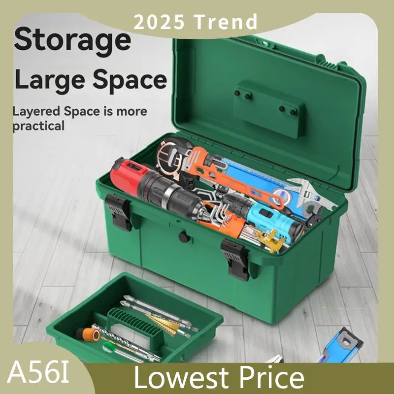 

A56I Top 16Inch PP Tool Box Waterproof Professional Multifunctional Electrician Storage Protective Shockproof Suitcase Tool Box