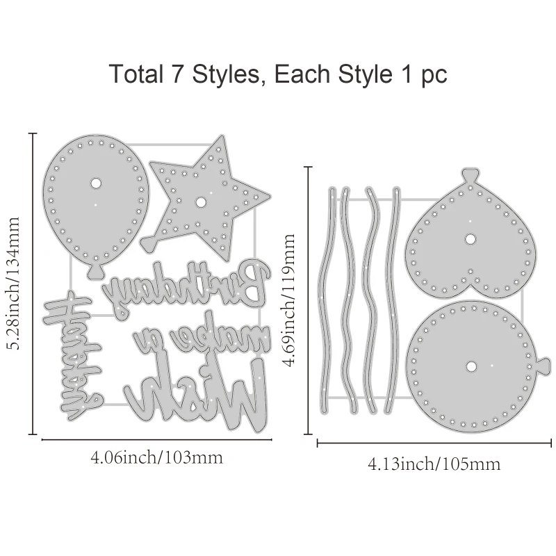 مجموعة بالونات معدنية لحفلات أعياد الميلاد ، قوالب قطع ذاتية الصنع ، قصاصات ، استنسل منقوش ، 2 مجموعة من 11 جزءًا