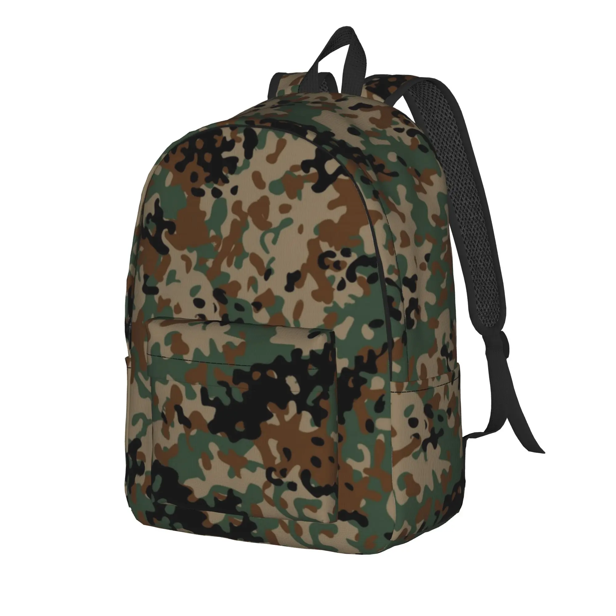 Flecktarn Camouflage Backpack Cool High School Work Daypack Army Military Camo Laptop Computer Shoulder Bag Lightweight