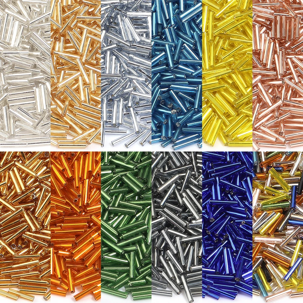 2x9mm Czech Tubular Spiral Glass Beads Silver Colorful Lines Loose Spacer Seed Beads For DIY Jewelry Making Handmade Sewing