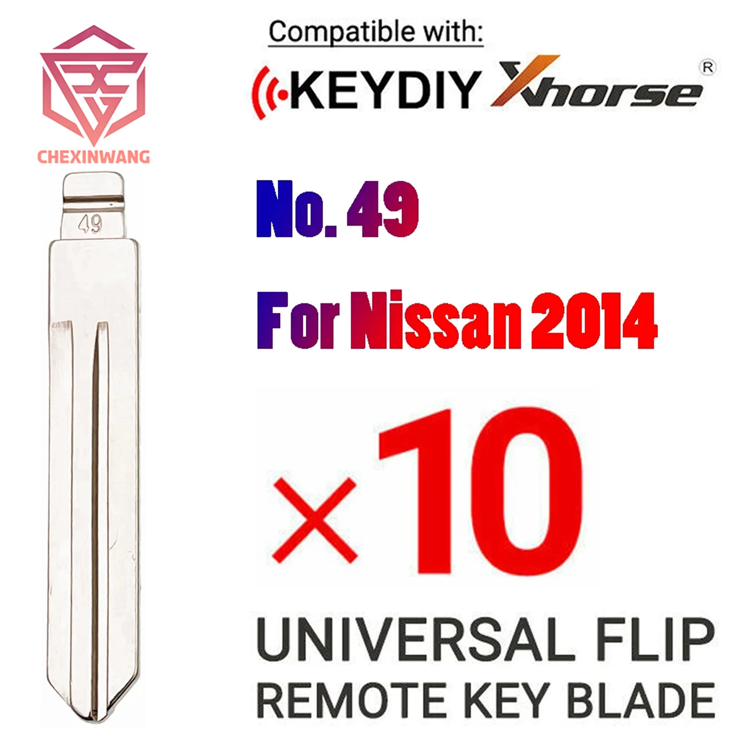 

10pcs/lot No. 49 Metal Blank Uncut Flip KD VVDI Remote Key Blade #49 NSN14 Right Blade for Nissan New 2014 Models