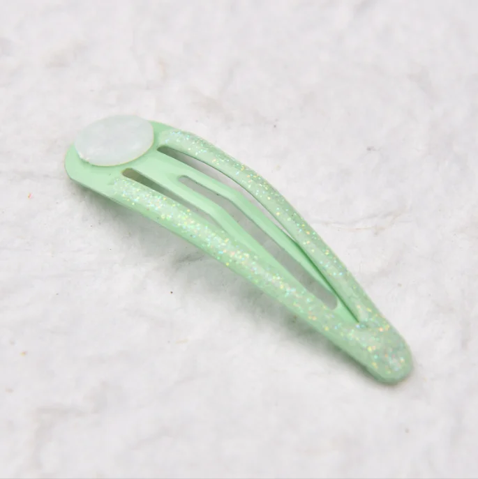 10pcs 5cm Glitter Metall Snap Haars pangen mit Pad für Haars chleife machen Tear Drop Haarnadeln Kinder DIY Kopf bedeckung Nickel frei bleifrei – Detail 14