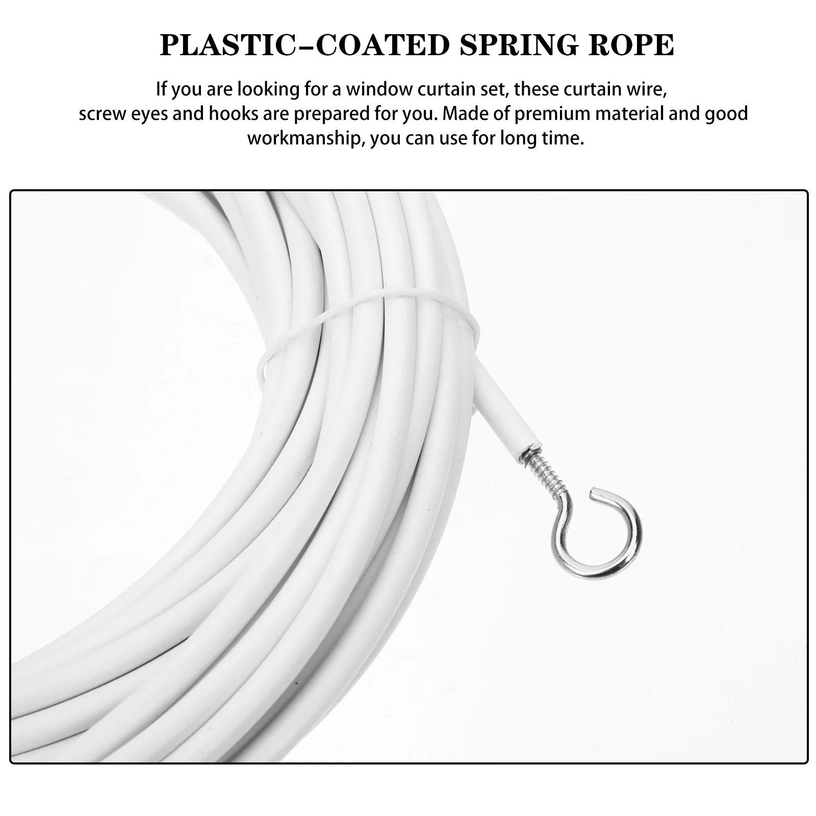 

1 Set Window Curtain Picture Hanging Wire With Hooks Screw Eyes Stretch Resistant Multi Use Curtain Accessories Kit Spring Rope