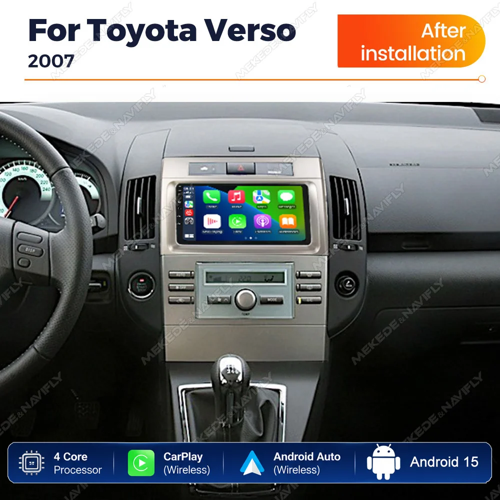 Android 15 IPS Touchscreen Autoradio für Toyota Corolla Verso AR10 2004-2009 Carplay Stereo Multimedia-Player GPS Autoradio BT