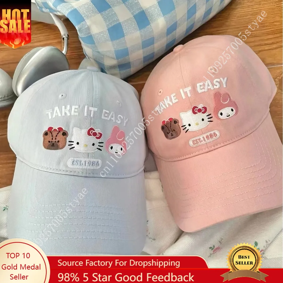 

Бейсболка Hello Kitty для женщин, летний стиль, корейский стиль, универсальная, с широкими полями, милый новый дизайн, аксессуары для косплея