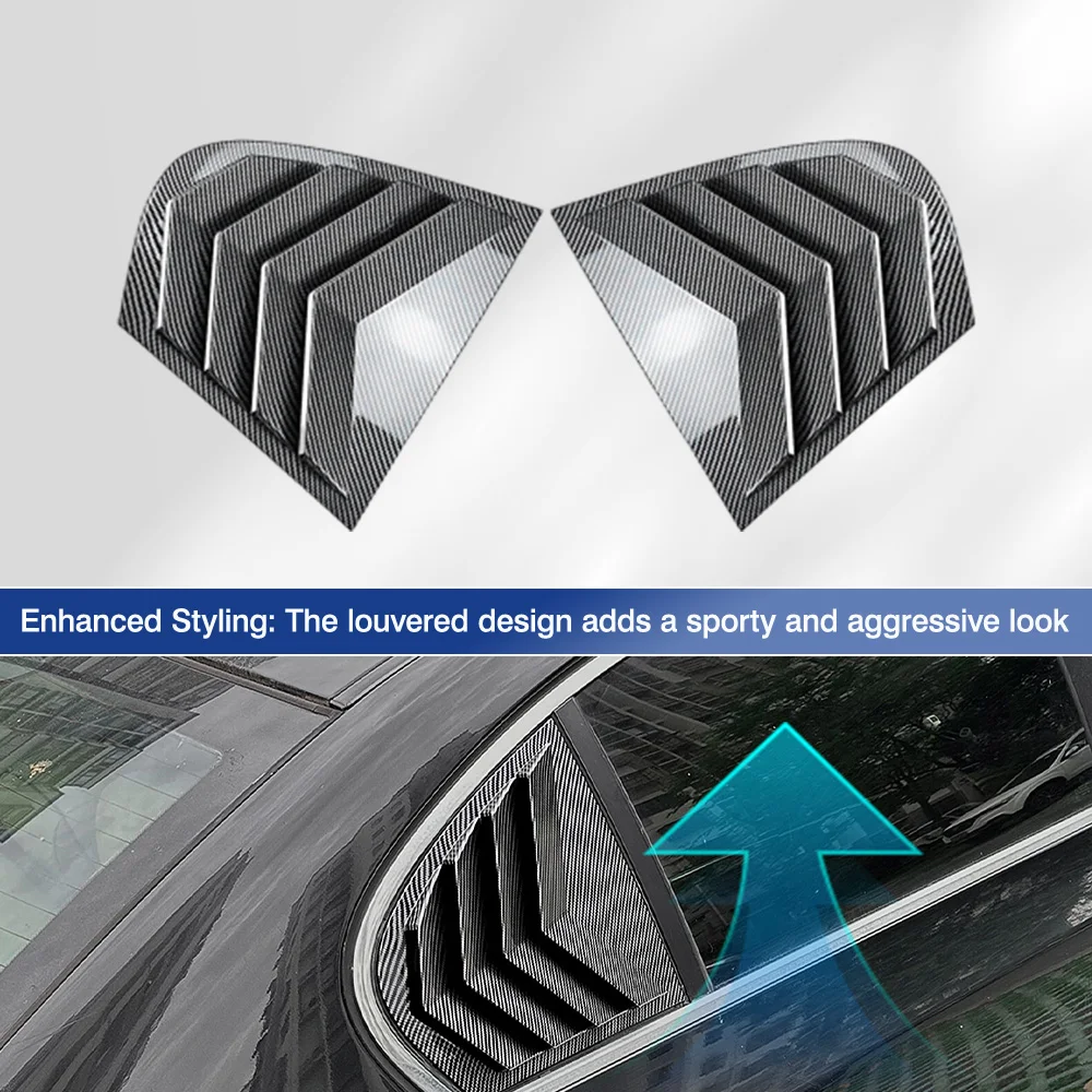 2Pcs Car Rear Window Side Louver Shutter Cover Vent Scoop Blinds Trim Spoiler For BMW 5 Series E60 E61 2004 2005 2006 2007-2010 view 3