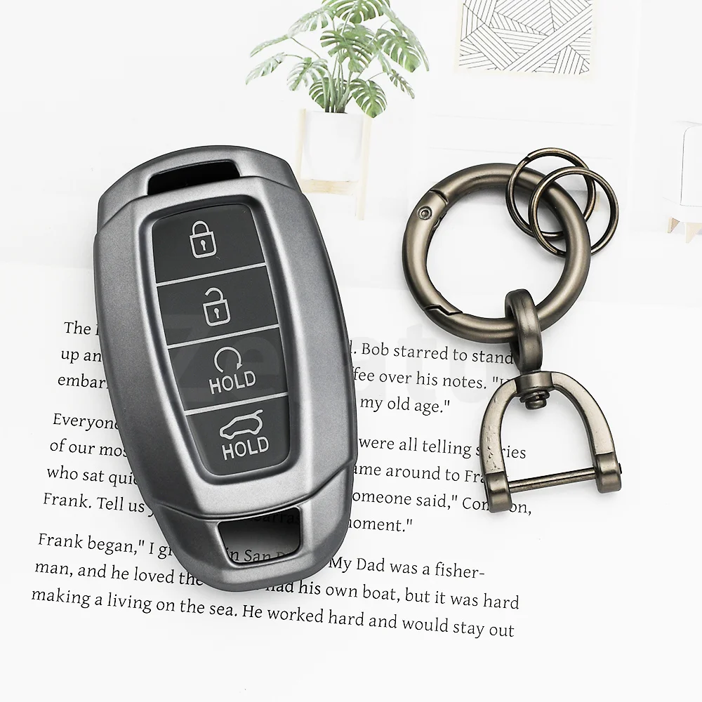 Gun Grey TPU Auto Keyless Car Remote Key Case Cover for Hyundai Palisade Limited Palisade SEL 2023 Elantra Sel Santa Fe Veloster