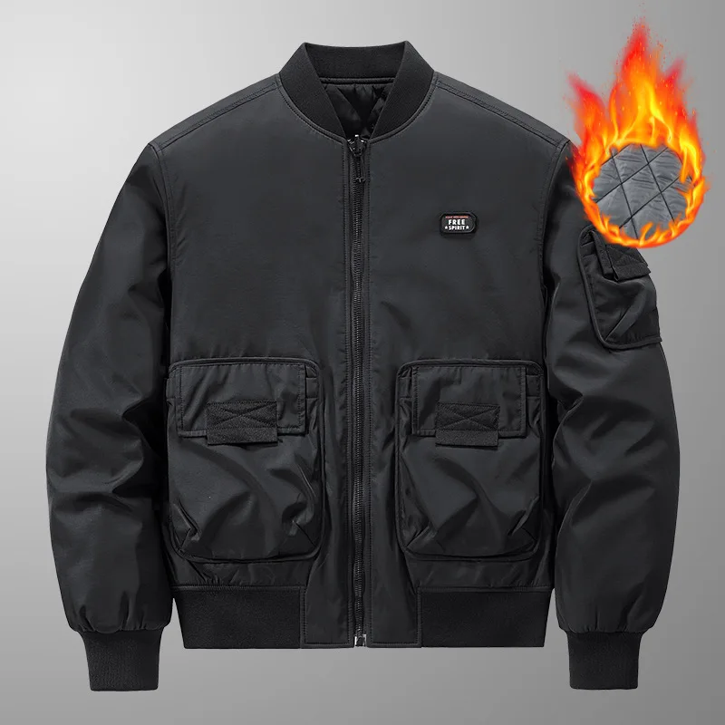 

Осень-зима, мужские однотонные простые базовые повседневные модные быстросохнущие бейсбольные куртки на молнии с длинными рукавами и карманами, мужские пальто