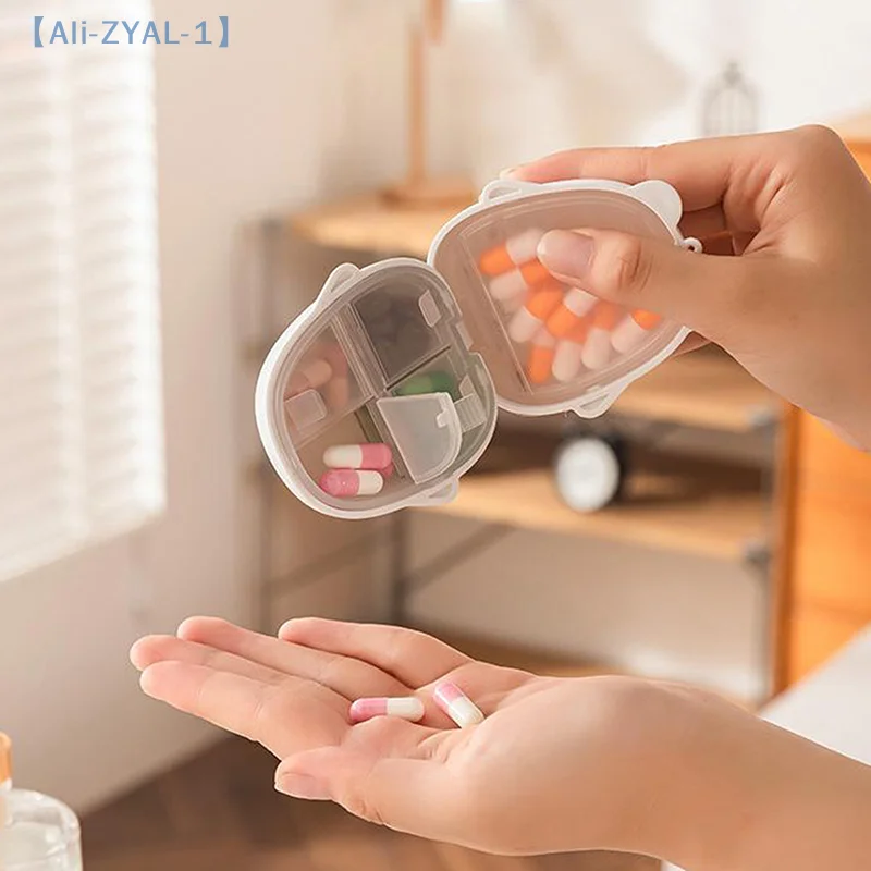 

【ZYAL-1】Small Bear Portable Double-layer Compartment Going Out Packed Separately Medicine Storage Plastic Pill Box Fashion