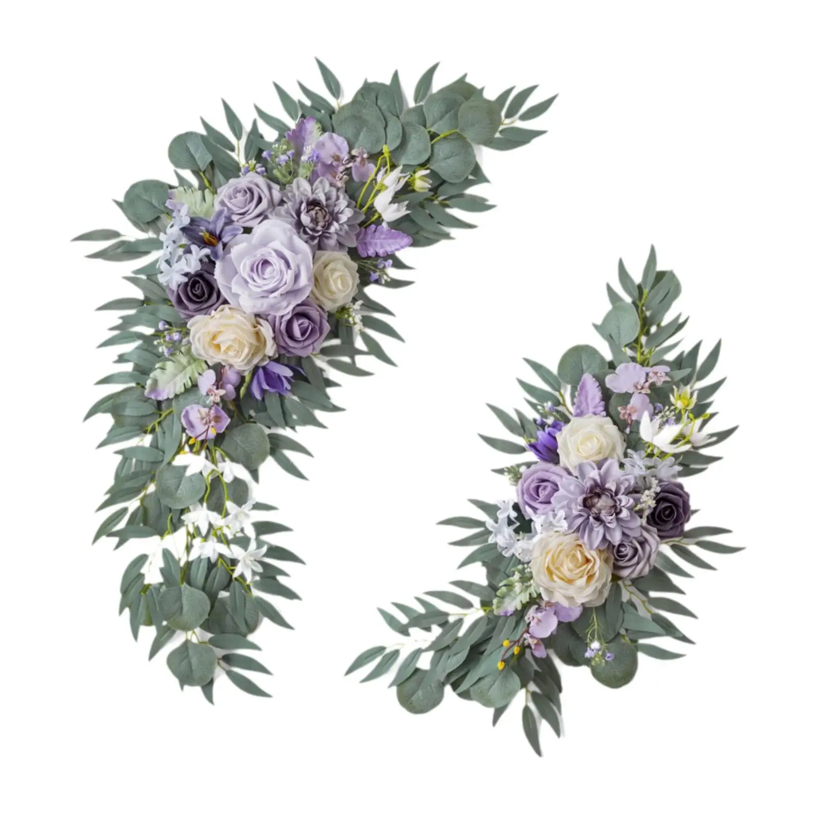 2 Pieces Wedding Arch Flowers Backdrop Decor Greenery Modern Handmade Wedding Arch Wreaths Floral Backdrop for Wall Ceremony