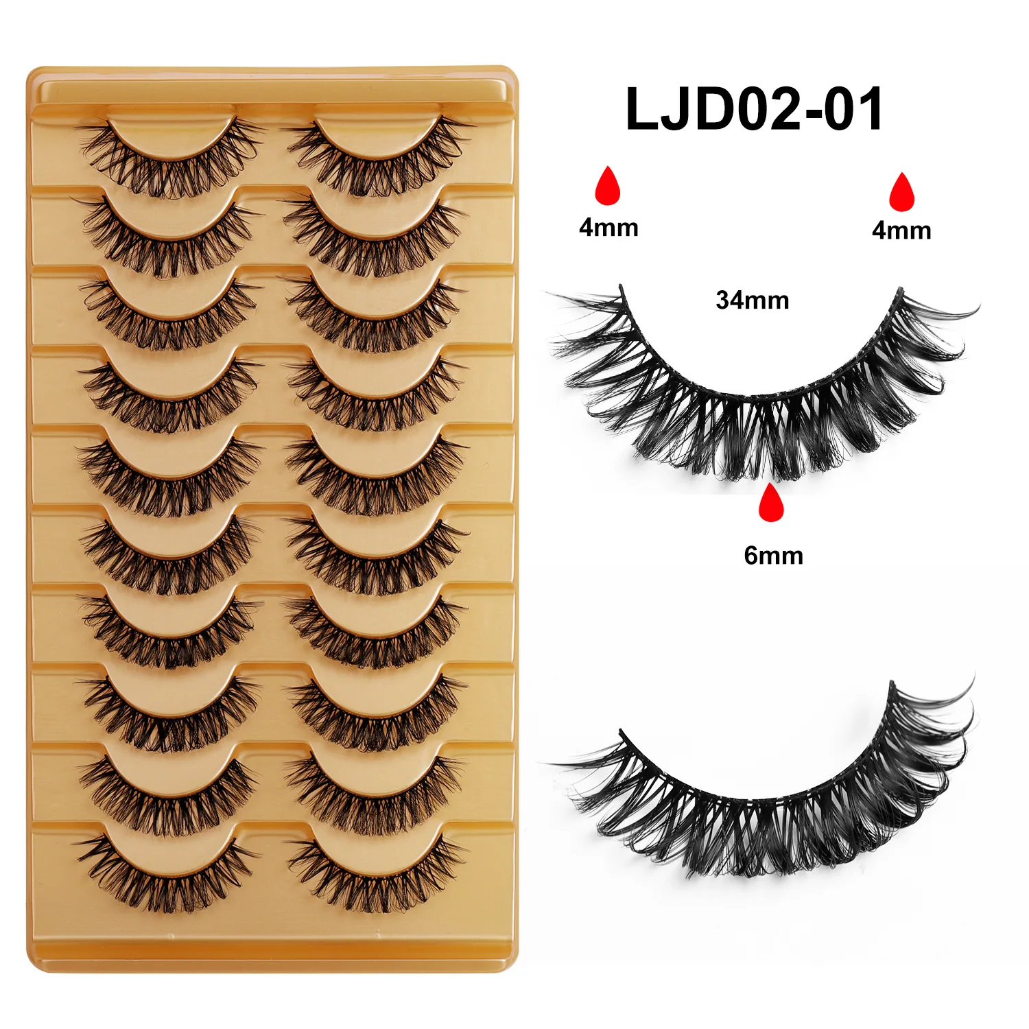 10 paires de faux cils bouclés russes, boucles retournées, réutilisables, naturels 3D, en stock, vente en gros