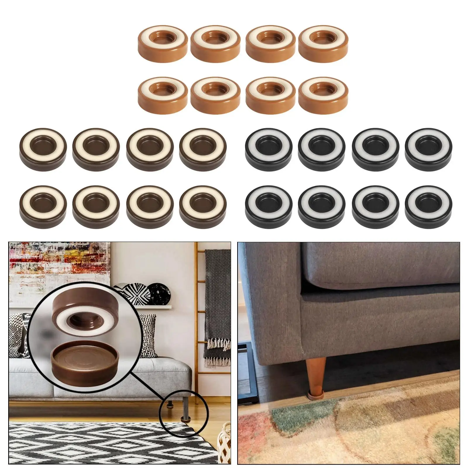 Non-Skid Furniture Gripper Cups Round Coasters 45mm Table Sofa for Sofa Bed
