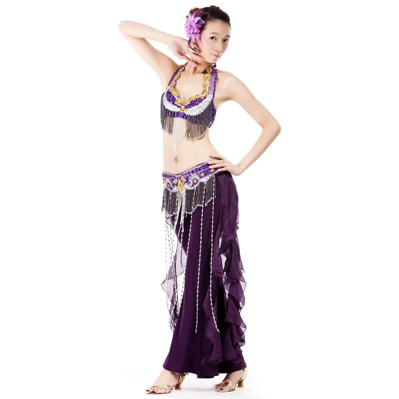 

High-End Belly Dance Bra+Belt Set India Dance Practice Costume Stage Performance Outfit Clothes For Woman Oriental Dance Suit
