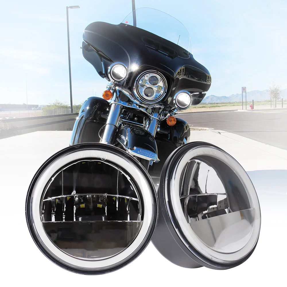 4.5 Inch Passing Light For Harley Road Glide 12V Electrical Motorcycle Headlight With DRL