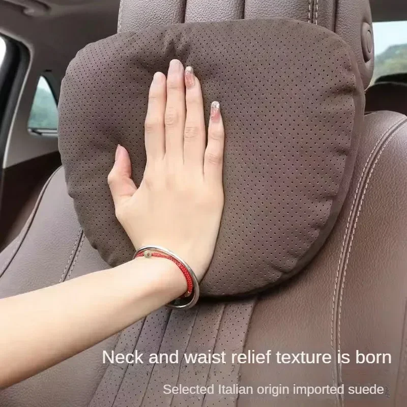 For Tesla Model 3 Model Y Car Seat Headrest Neck Pillow Model S  X Soft Comfort Memory Cushion Protect Cover Accessories suede