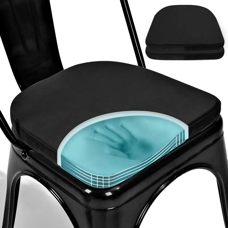 

Kitchen Magnetic Metal Chair Cushions Set of 2, 14 Luxury Velvet Memory Foam Seat Pads for Cafe Stackable Chair UShape, Black,